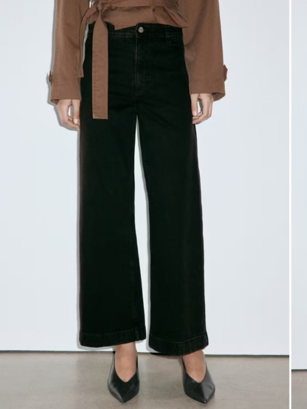Mango Catherine Black Wide-Leg Jeans